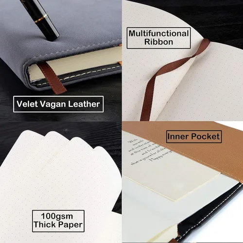 Miniatura 4 de Diario de escritura recargable de piel sintética con tapa dura A5 College con 200 páginas forradas y plano diario personal con bolígrafo y hebilla
