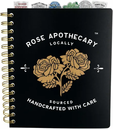 Cuaderno de diario con pestañas Schitt's Creek - Rose Apothecary, encuadernado en espiral, 144 páginas rayadas, 8 x 7 pulgadas
