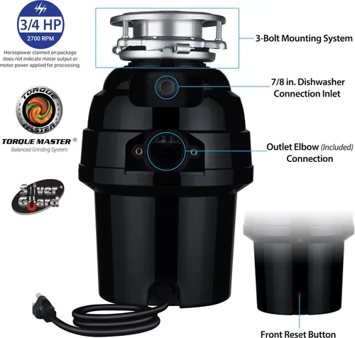 Miniatura 2 de Eco Logic EL-9-DS-BN 9 Deluxe Designer Series - Eliminador de residuos de alimentos con brida de fregadero de níquel cepillado, 3/4 HP Brida
