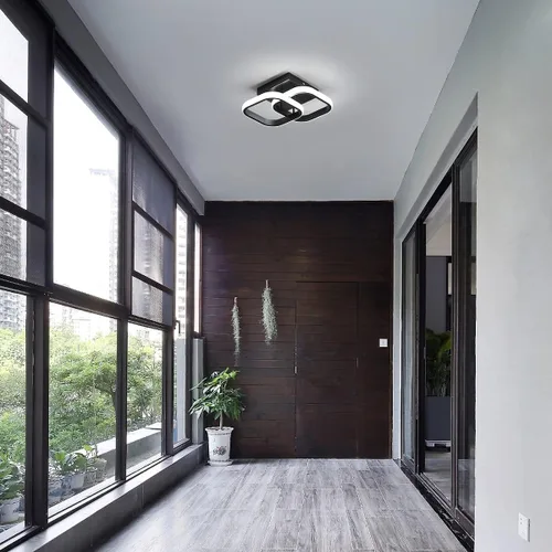 Miniatura 8 de Lámpara de techo LED moderna, 9 pulgadas, cuadrada, 6500 K, blanco frío, negro, mini lámpara de techo para pasillo, dormitorio, cocina, balcón