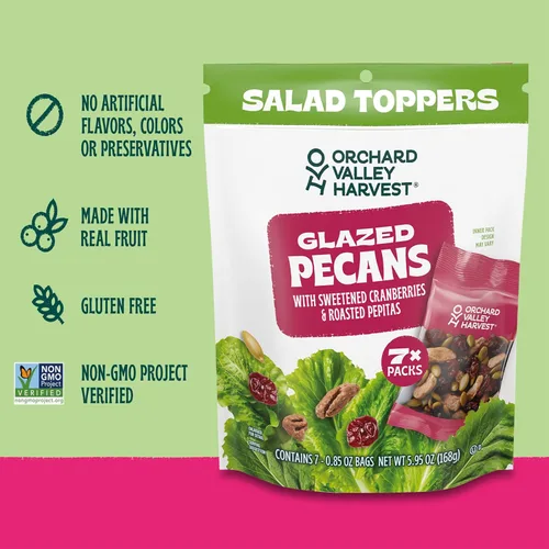 Miniatura 5 de Orchard Valley Harvest Salad Toppers - Nueces pecanas glaseadas con arándanos endulzados y pepitas asadas, 0.85 onzas (paquete de 7) bolsa