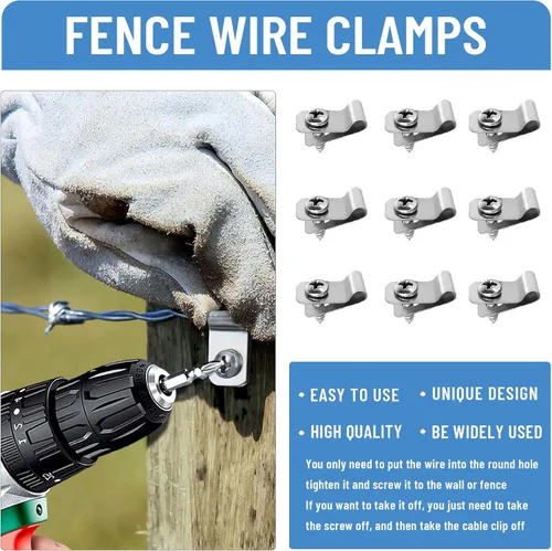 Miniatura 4 de 100 abrazaderas de alambre con alambre agrícola con 100 tornillos de acero inoxidable, abrazadera de cable de alambre para alambre soldado calibre