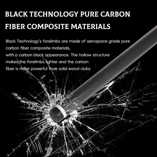Miniatura 7 de 100% Carbon Fiber Shaft, Black Technology Shaft of Pool Cue Front Part for Billiard Play/Break/Snooker Cue Shaft with Foam- 737 mm,745mm,765mm