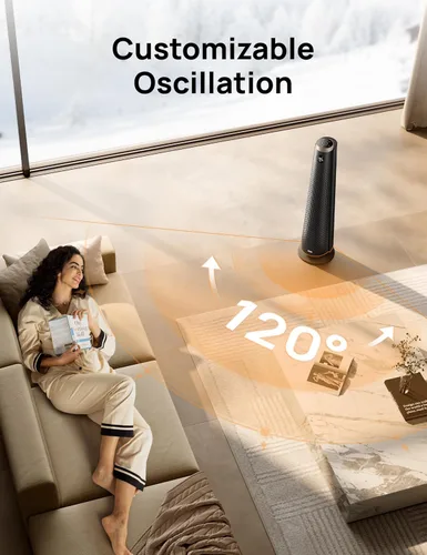 Miniatura 7 de Dreo Calentador de espacio para interiores, calentadores eléctricos de 30 pulgadas con control remoto, oscilación de 120°, termostato ajustable, 5