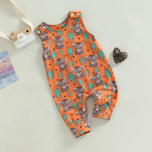 Miniatura 10 de Mameluco de verano para bebé recién nacido, sin mangas, con dibujos animados, mameluco occidental de una sola pieza
