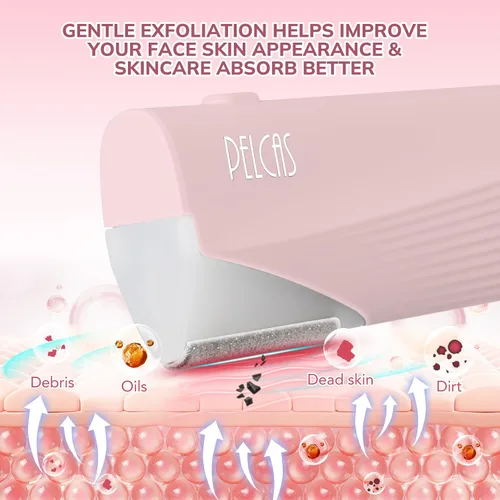Miniatura 6 de PELCAS Kit de herramientas de dermaplaning eléctrico para mujer cara con luz LED, mini maquinilla de afeitar facial con 6 cuchillas, 3 velocidades