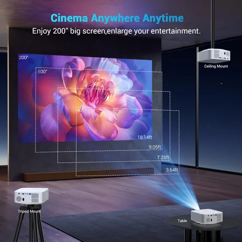 Miniatura 6 de Mini proyector portátil con enfoque eléctrico, proyector NICPOW Full HD 1080P, proyector de películas Bluetooth con Keystone automático, Bluetooth