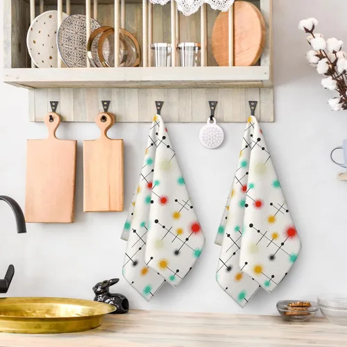 Miniatura 3 de Juego de toallas de cocina modernas de mediados de siglo, paños de cocina retro absorbentes para cocina, toallas de mano, paños de cocina