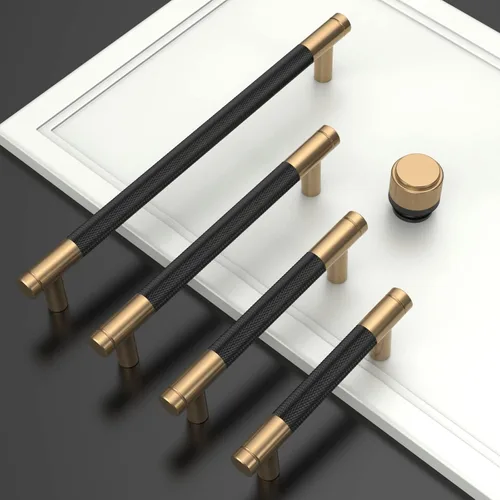 Miniatura 6 de Asidrama - Paquete de 10 tiradores para gabinete de 3 pulgadas (76mm) de color negro mate y bronce champán, manijas estriadas para gabinete