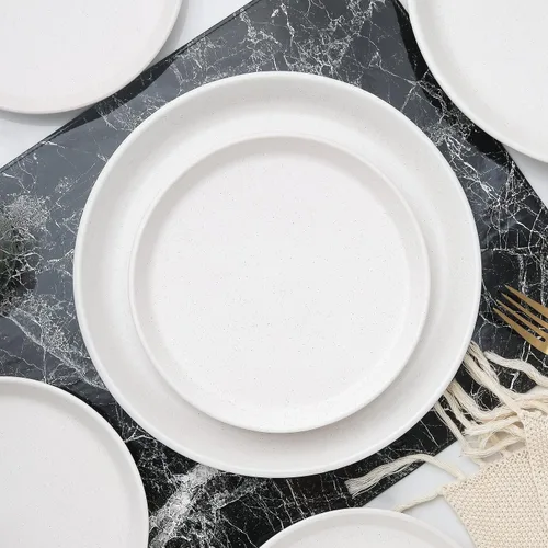 Miniatura 2 de Stone Lain - Juego de platos de cerámica, 4 platos de cena, Albie - Blanco salpicado