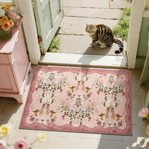 Miniatura 64 de Jinchan Alfombra Floral de Pasillo, 2x5, Alfombras Antideslizantes Lavables a Máquina, Alfombra Suave de Pelo Bajo para Pasillo, Resistente a