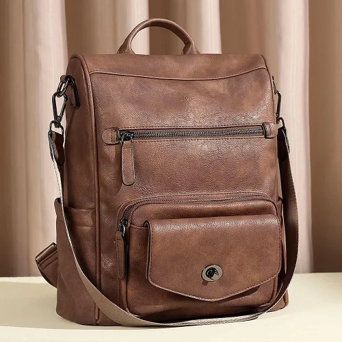 Miniatura 7 de CLUCI - Mochila de piel convertible para mujer bolsa de libros grande mochila antirrobo