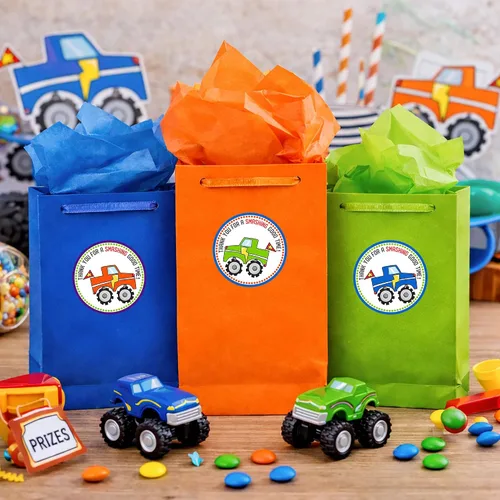 Miniatura 3 de Etiquetas adhesivas con texto en inglés "Thank You" de Monster Truck – Etiquetas de regalo para fiesta de cumpleaños de niños – Juego de 30