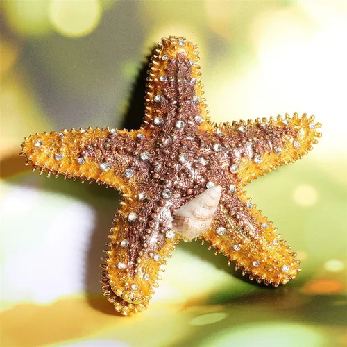 Miniatura 5 de Vals F estrella de mar Joyero con bisagras anillo con soporte pintado a mano figura coleccionable