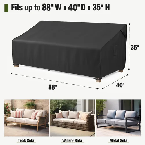 Miniatura 2 de MR.COVER - Funda para sofá biplaza de patio de 2 plazas, impermeable, resistente para muebles de patio, con ventilación de aire y asas, no se