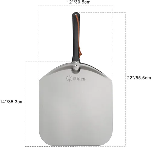 Miniatura 2 de Pala de aluminio para pizza, paleta de torneado de pizza de metal de 12 pulgadas para horno de parrilla, espátula de pizza para hornear pan