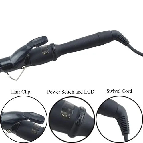 Miniatura 3 de Rizador de pelo en espiral de 1 pulgada, pinzas en espiral para cabello largo/medio, rizador de pelo con pantalla LCD, rizador de cerámica de onda