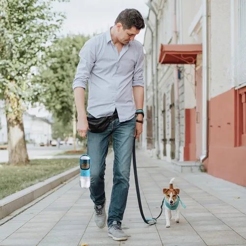Miniatura 5 de Cibaabo Botella de agua para perros con contenedor de alimentos, cuenco de agua para cachorros de viaje, dispensador portátil para mascotas