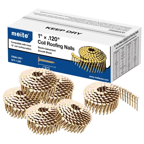 Miniatura 18 de meite 2880 unidades clavos en rollo para techos de 1-1/4 pulgadas x 0.120 pulgadas para pistola clavadora de techos, cabeza redonda de 15 grados