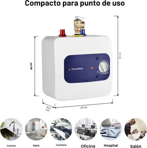 Miniatura 5 de ThermoMate Calentador de agua eléctrico con mini tanque, 1.32 galones, pequeño calentador de agua debajo del fregadero para punto de uso, agua