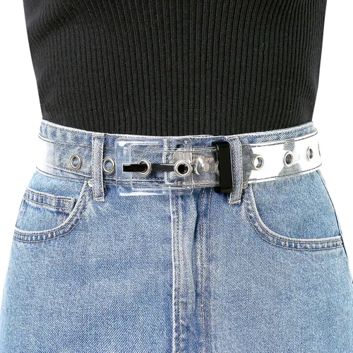Miniatura 4 de Allegra K - Cinturón de cintura transparente con ojal para mujer