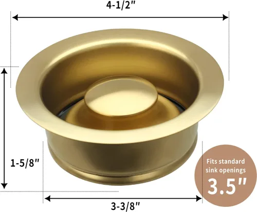Miniatura 4 de Akicon Tapón de brida de eliminación de basura con acabado dorado de latón para fregadero de cocina, borde de desecho, ajuste de orificio de drenaje