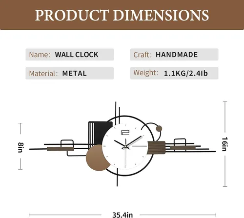 Miniatura 5 de Reloj de pared moderno para sala de estar, reloj de pared decorativo grande, reloj creativo silencioso que funciona con pilas, arte de pared