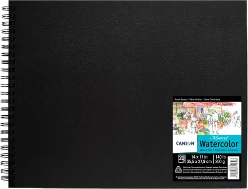 Canson Artist Series - Papel de acuarela Montval, bloc de alambre, 14 x 11 pulgadas, 20 hojas (140 libras/10.58 oz), papel de artista para adultos y