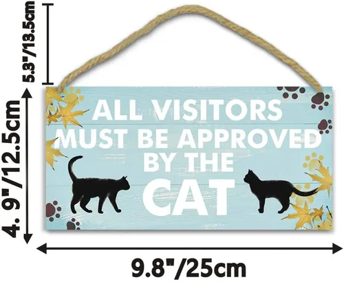 Miniatura 5 de TOARTi Divertido letrero de madera de gato de 4.9 x 9.8 in, regalo para amantes de los gatos, placa de madera de gato negro, bonita decoración