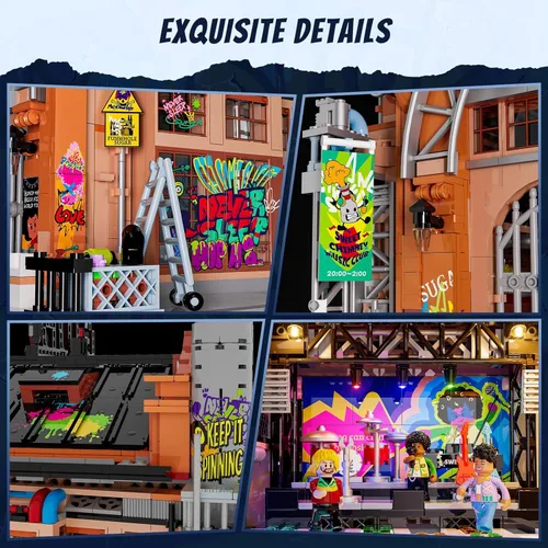 Miniatura 5 de FUNWHOLE Factory House of Music Lighting - Juego de ladrillos de construcción – Street Fusion Music Club City Town Kit de colección modular