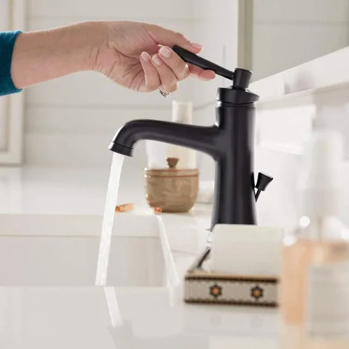 Miniatura 2 de hansgrohe 4771670 Joleena Grifo de un solo orificio de 1.2 GPM con drenaje emergente, 7.75 pulgadas de alto, negro mate Mate negro