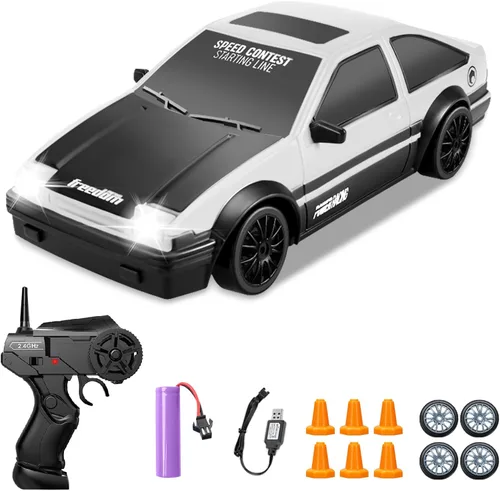 Miniatura 12 de Coche RC de Derrape 1/24 2.4GHz Coche de Control Remoto 4WD de Alta Velocidad con Luz LED y Neumáticos de Derrape Juguetes de Carreras para Niños