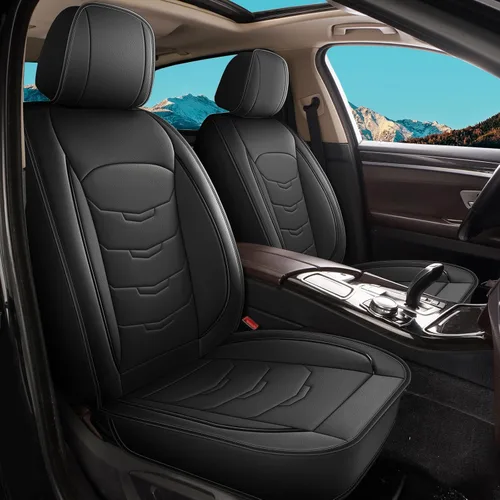 Miniatura 12 de Juego de fundas de asiento de automóvil para GMC Canyon 2015-2025, juego de fundas de asiento delantero de cuero con soporte lumbar, protector