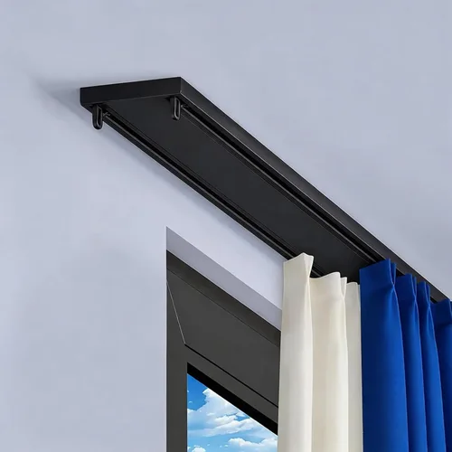 Ceiling Curtain Track, Double Row Curtain Track Ceiling Mounted 3.94FT 6.89FT 5.58FT 9.84FT 13.12FT Sliding Rails for Curtains Room Divider for