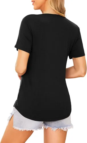 Miniatura 5 de Ekouaer Camisetas de maternidad para mujer, manga corta, paquete de 3 camisetas de lactancia materna de doble capa, ropa de embarazo, tallas S-XXL