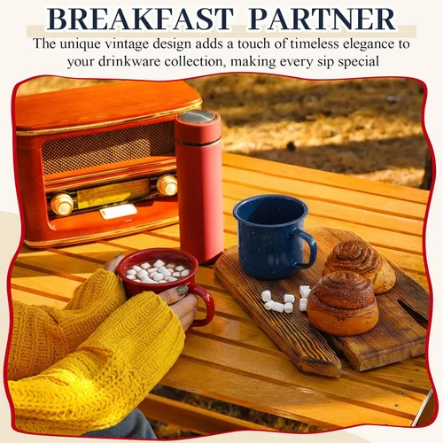 Miniatura 5 de Mimorou 2 tazas esmaltadas de 16 onzas para acampar al aire libre, tazas de café para bebidas frías y calientes, duraderas para el hogar, viajes
