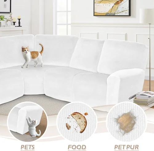 Miniatura 183 de Arfntevss Fundas de sofá seccional reclinable de terciopelo, Funda de sofá seccional de esquina para sofá reclinable, Funda elástica suave