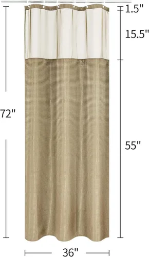 Miniatura 7 de MitoVilla Cortina de ducha pequeña beige de 36 x 72 pulgadas, juego de cortina de ducha de tela de punto gofre de tamaño medio estrecho con forro