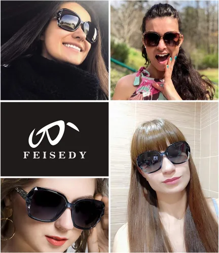Miniatura 40 de FEISEDY - gafas de sol polarizadas para mujer, marco compuesto brillante B2289