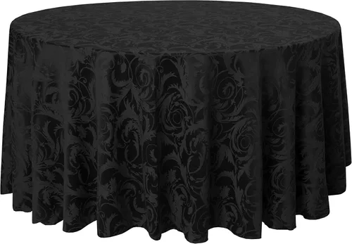 Ultimate Textile Mantel redondo vintage de damasco Melrose de 120 pulgadas, color negro