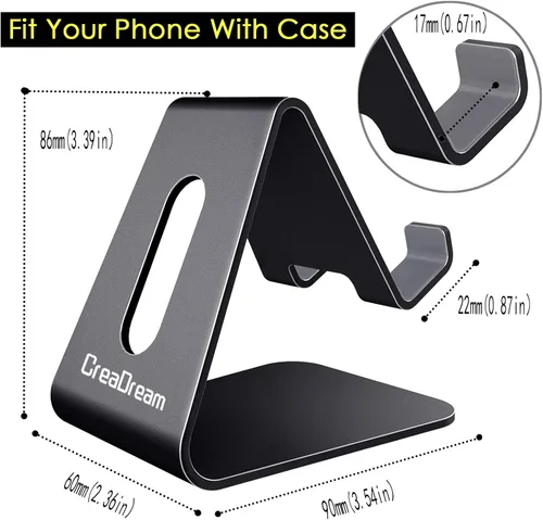 Miniatura 5 de CreaDream Soporte para Teléfono Celular, Base, Soporte, Soporte de Escritorio de Aluminio Compatible con Switch, Todos los Teléfonos Inteligentes