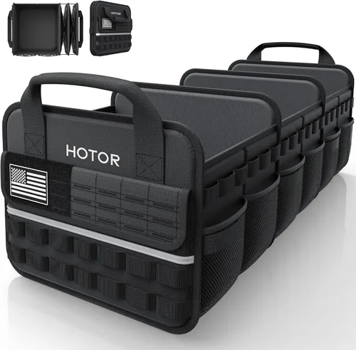 Miniatura 9 de HOTOR Organizador táctico para maletero de automóvil, organizador plegable para maletero de SUV con bolsillo frontal Molle y tiras reflectantes