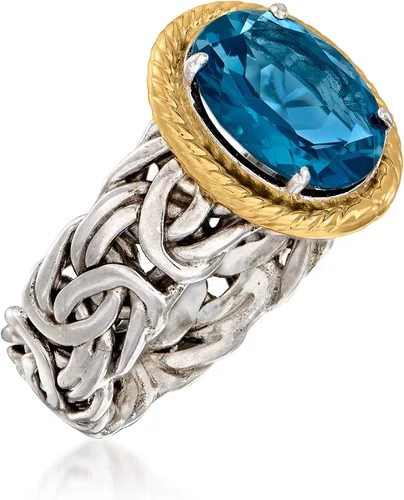 Miniatura 3 de Ross-Simons 4.10 Carat London Blue Topaz Byzantine Ring in 14kt Yellow Gold and Sterling Silver