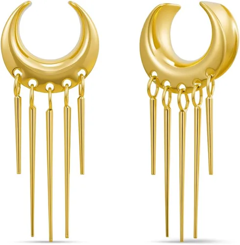 Miniatura 9 de ERKUOO 2 túneles ocultistas góticos barrocos de oreja de 2G a 1 pulgada de corazón, llama, media luna, espiral, dilatadores, joyería de piercing