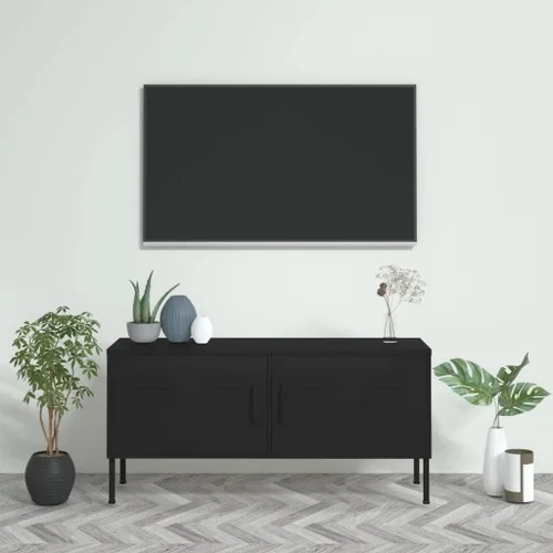 Miniatura 22 de Armario de almacenamiento de metal para TV con 2 puertas y un estante en el interior, aparador de almacenamiento, soporte de TV, consola multimedia