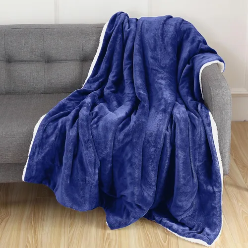 Miniatura 38 de Elegant Comfort Manta de Sofá Reversible de Sherpa Sólida, Manta para Todas las Estaciones - Súper Suave, Acogedora y Afelpada - Manta Decorativa