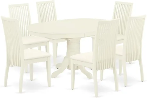 Miniatura 13 de East West Furniture AVIP5-BMK-W - Juego de mesa y sillas de cocina de 5 piezas, incluye una mesa de comedor ovalada con hoja de mariposa y 4 sillas