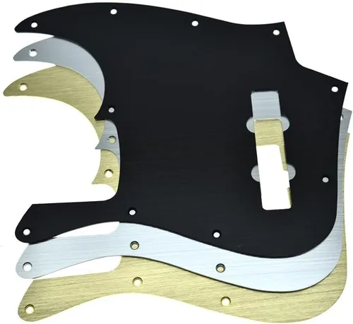 Miniatura 5 de KAISH 10 agujeros metal anodizado aluminio J Bass estilo Pick Guard estilo moderno Bass Golpeador para bajo USA/México Jazz J Bass Gold Dorado-1