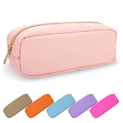 Miniatura 50 de Estuche pequeño para lápices y maquillaje para bolso, lindo estuche de lápices, bolsa de pinceles de maquillaje de nylon con cremallera, estuche