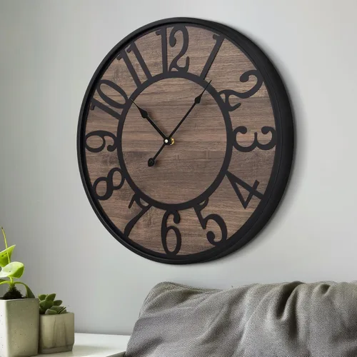 Miniatura 3 de LEIKE Relojes de Pared Grandes, Sin Tic Tac Silenciosos, Operados por Batería Pequeño Redondo Moderno Reloj de Pared de Madera para Sala de Estar